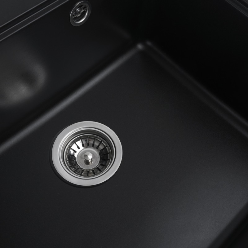 Chiuvetă din compozit de granit pentru bucătărie ELEFANT PREMIUM 5852 VESTA Negru, 580 x 518 mm