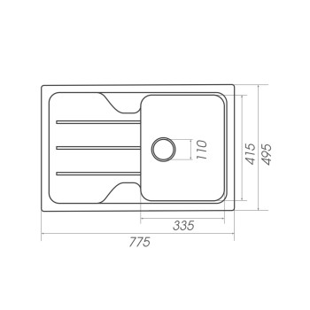 Chiuvetă din compozit de granit pentru bucătărie ELEFANT PREMIUM 7850 VERONA Alba 775 x 495 mm