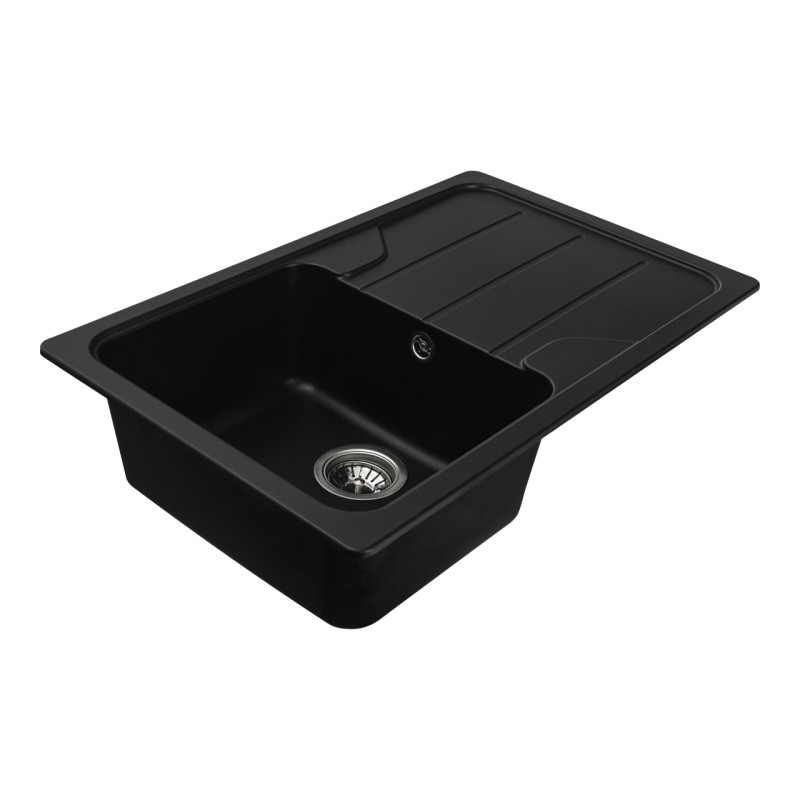 Chiuvetă din compozit de granit pentru bucătărie ELEFANT PREMIUM 7850 VERONA Negru 775 x 495 mm