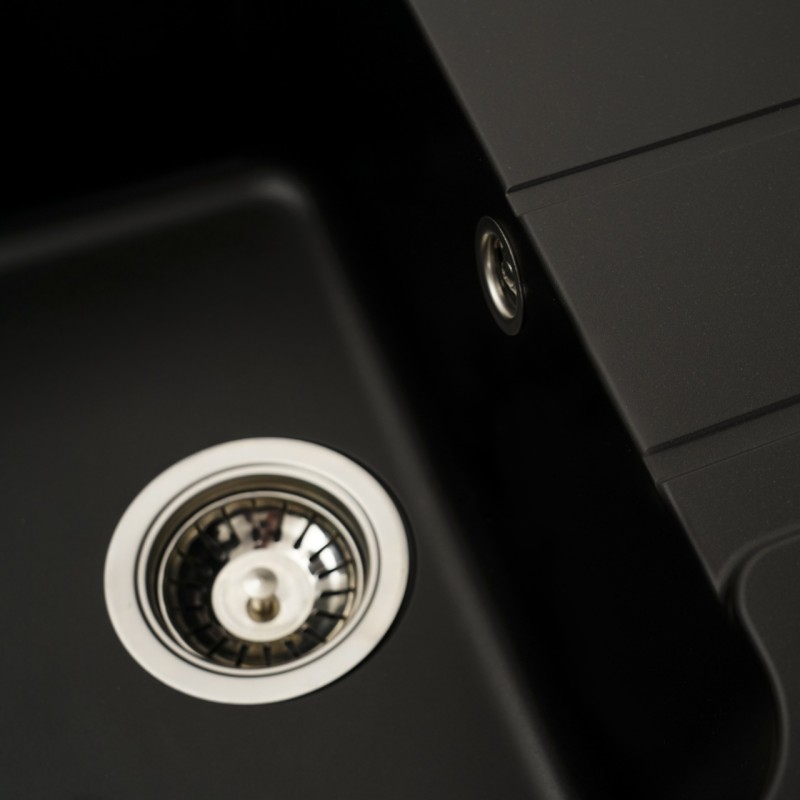 Chiuvetă din compozit de granit pentru bucătărie ELEFANT PREMIUM 7850 VERONA Negru 775 x 495 mm