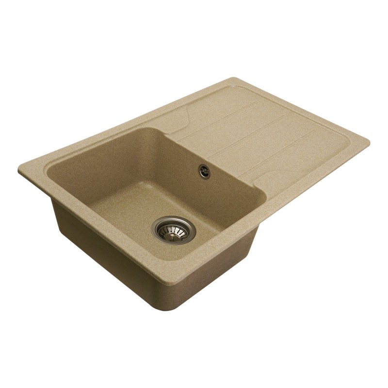 Chiuvetă din compozit de granit pentru bucătărie ELEFANT PREMIUM 7850 VERONA Safari bej 775 x 495 mm