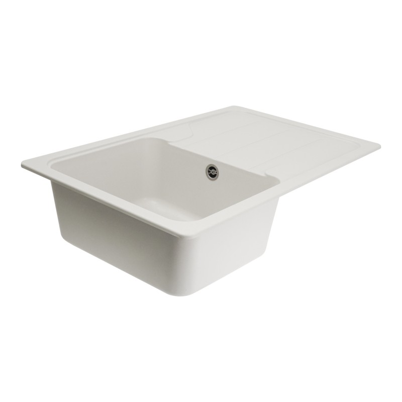 Chiuvetă din compozit de granit pentru bucătărie ELEFANT PREMIUM 7850 VERONA Alba 775 x 495 mm