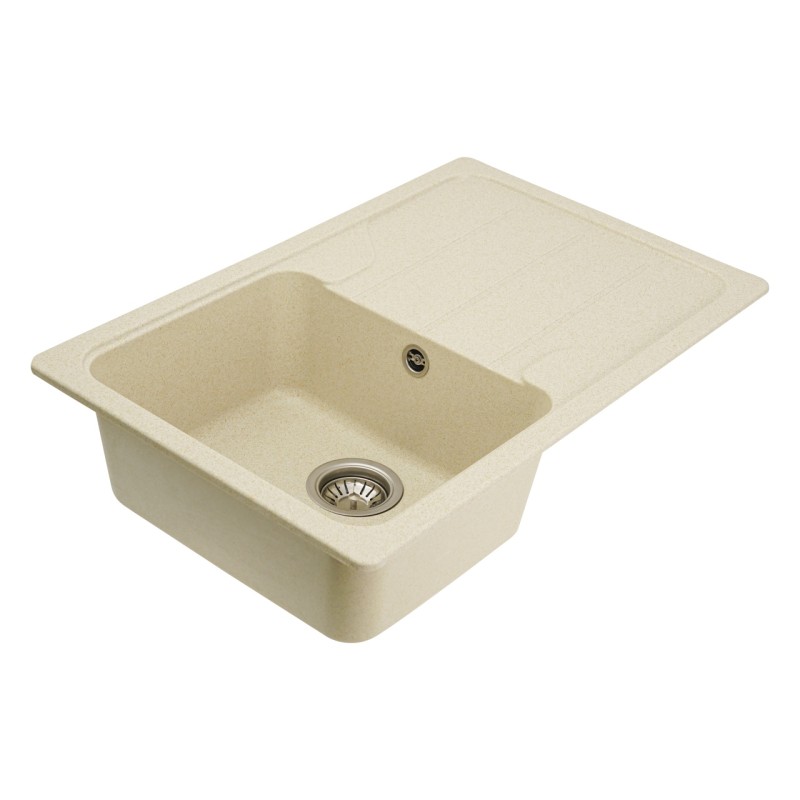 Chiuvetă din compozit de granit pentru bucătărie ELEFANT PREMIUM 7850 VERONA Nisip 775 x 495 mm