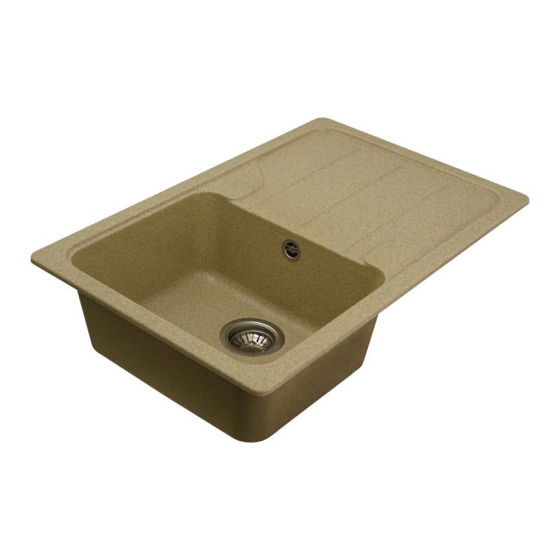 Chiuvetă din compozit de granit pentru bucătărie ELEFANT PREMIUM 7850 VERONA Bej 775 x 495 mm