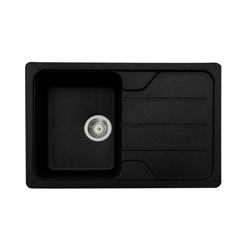 Chiuvetă din compozit de granit pentru bucătărie Negru metalic ELEFANT PREMIUM 7850 VERONA 775 x 495 mm