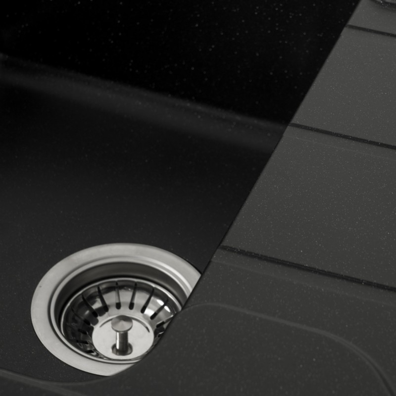 Chiuvetă din compozit de granit pentru bucătărie Negru metalic ELEFANT PREMIUM 7850 VERONA 775 x 495 mm