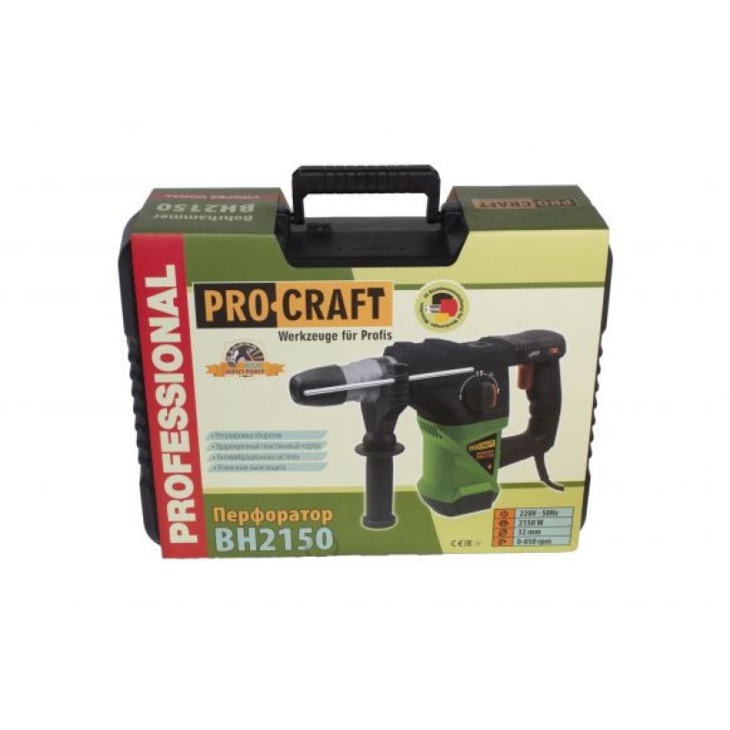 Ciocan rotopercutor PROCRAFT BH 2150, 2150W, 4J 3 Burghie , produsul contine taxa timbru verde 2.5 ron