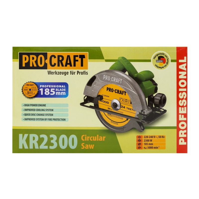 Circular electric de mana Procraft KR2300, 2.3 kW, 185 mm, 5000 rot/min