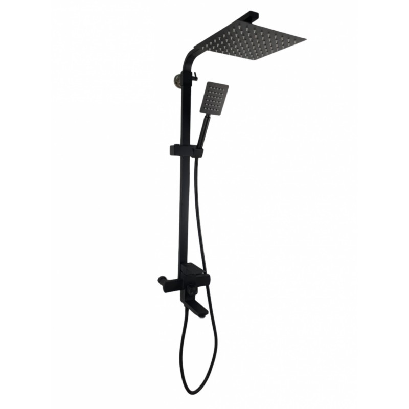 Coloana de dus Mixxus KUB-009-J NEGRU, 120 cm baterie si para, monocomanda, furtun flexibil