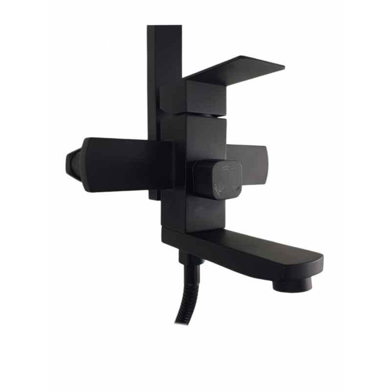 Coloana de dus Mixxus KUB-009-J NEGRU, 120 cm baterie si para, monocomanda, furtun flexibil