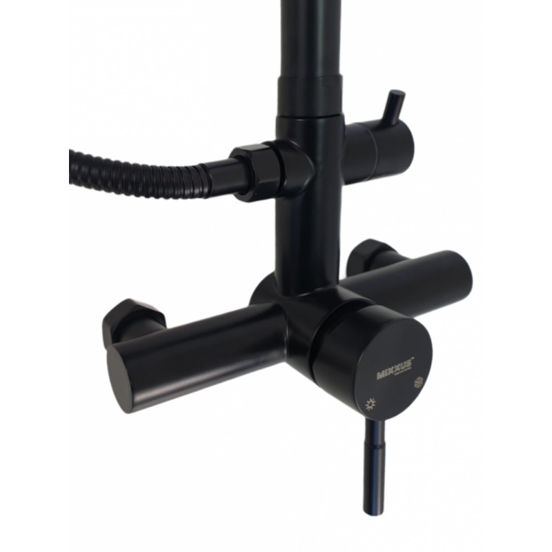 Coloana de dus MIXXUS SUS-003-J BLACK 20 cm baterie si para, monocomanda, furtun flexibil