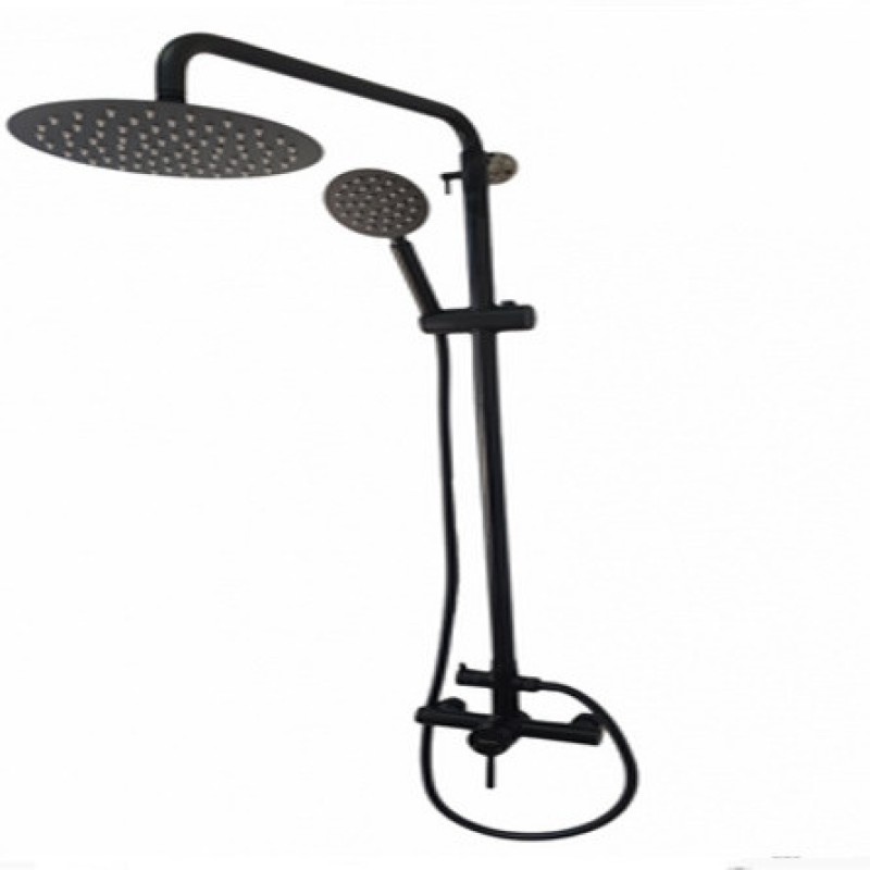 Coloana de dus MIXXUS SUS-003-J BLACK 20 cm baterie si para, monocomanda, furtun flexibil