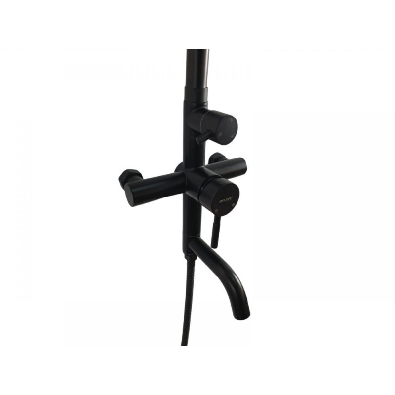 Coloana de dus Mixxus SUS-009-J NEGRU, 120 cm baterie si para, monocomanda, furtun flexibil