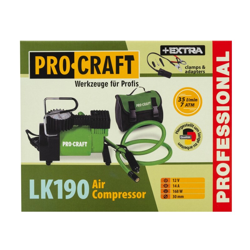 Compresor auto Procraft LK190, 12 V, 35 l/min, 7 bari