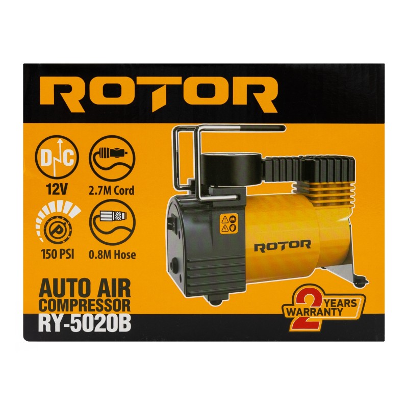Compresor auto ROTOR RY-5020B, tensiune alimentare 12V, 10 bar / 150 psi, 30 l/min