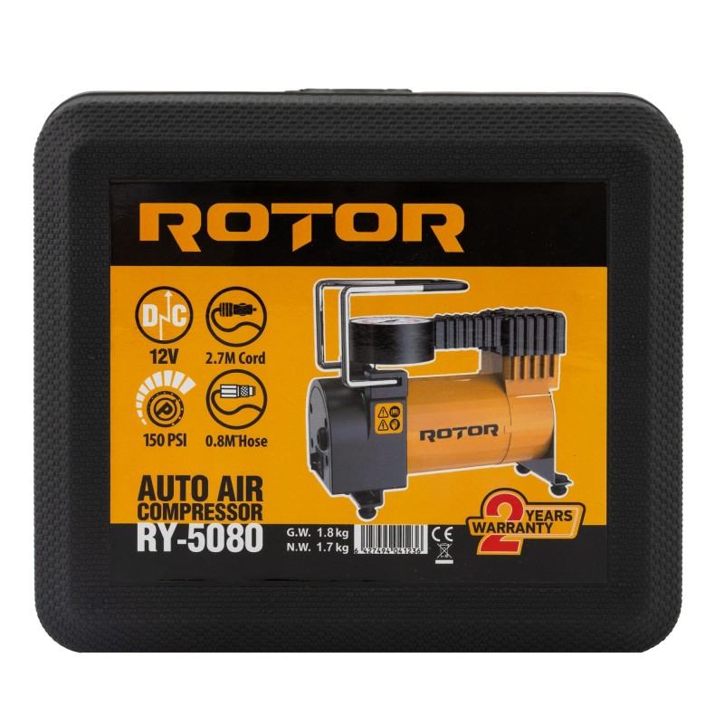 Compresor auto ROTOR RY-5080 , tensiune alimentare 12V, 10 bar / 150 psi, 30 L/min