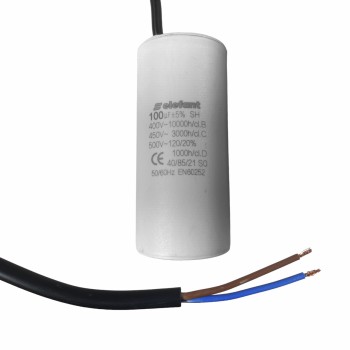 Condensator cu fire CBB60 100µF 60x127mm 450V, Elefant