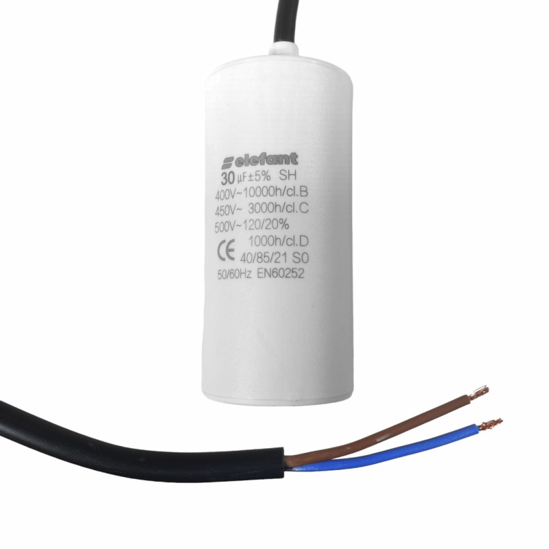 Condensator cu fire CBB60 30µF 45x95mm 450V, Elefant