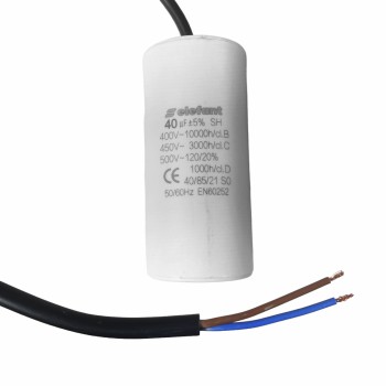 Condensator cu fire CBB60 40µF 45x95mm 450V, Elefant