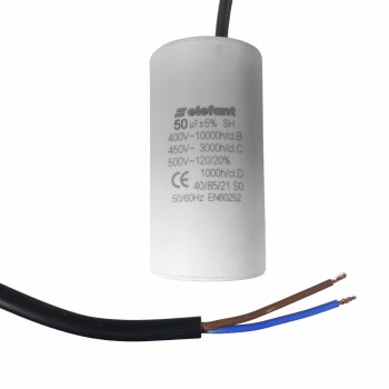 Condensator cu fire CBB60 50µF 50x95mm 450V, Elefant