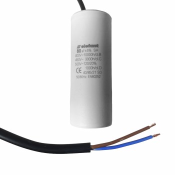 Condensator cu fire CBB60 80µF 50x127mm 450V, Elefant