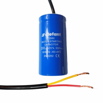 Condensator cu fire CD60 200µF 50x100mm 330V, Elefant