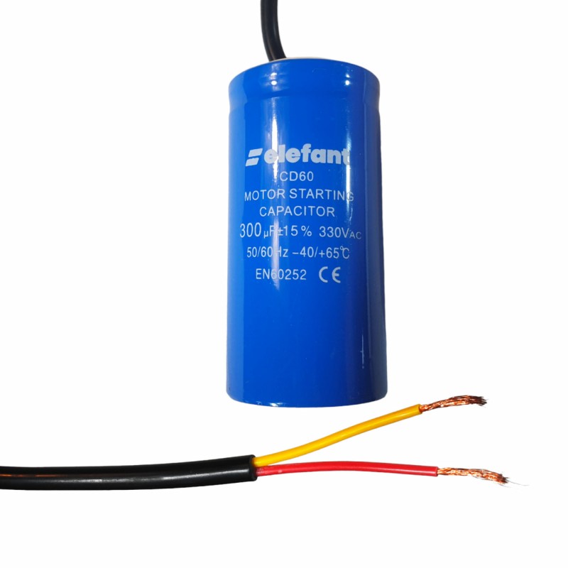 Condensator cu fire CD60 300µF 50x100mm 330V, Elefant