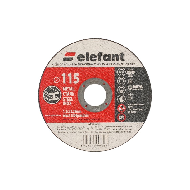 Disc abraziv pentru metal-inox ELEFANT 115*1,2*22,23
