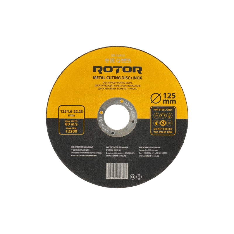 Disc abraziv pentru metal+inox ROTOR 125*1,6*22,23