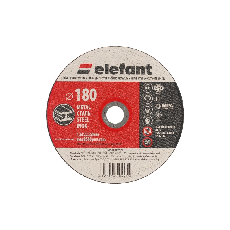 disc abraziv pentru metalinox ELEFANT 180*1,6*22,23