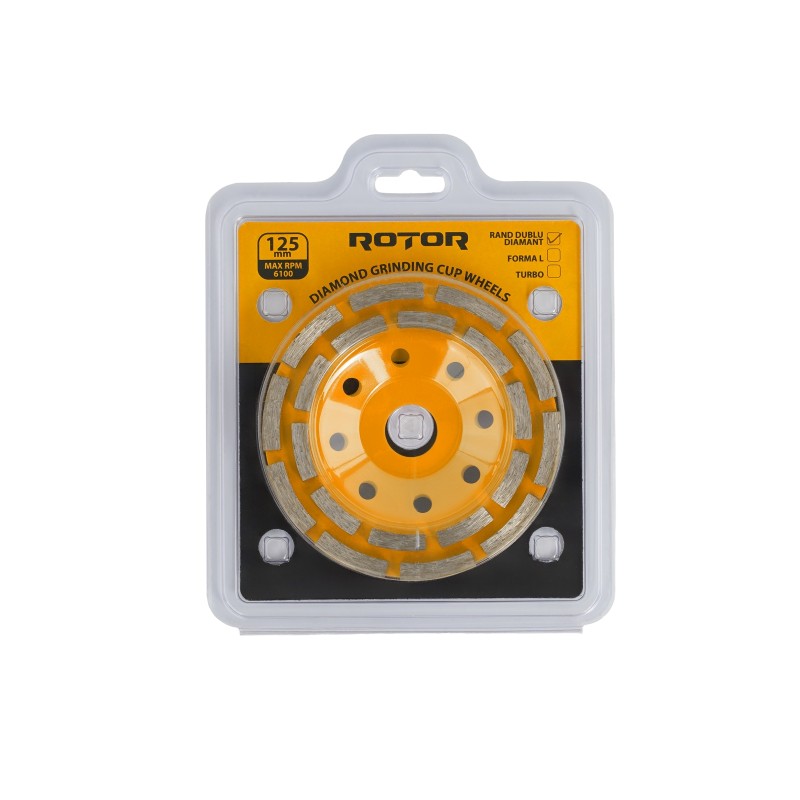 Disc cupa diamantata ROTOR 125mm rand dublu diamant
