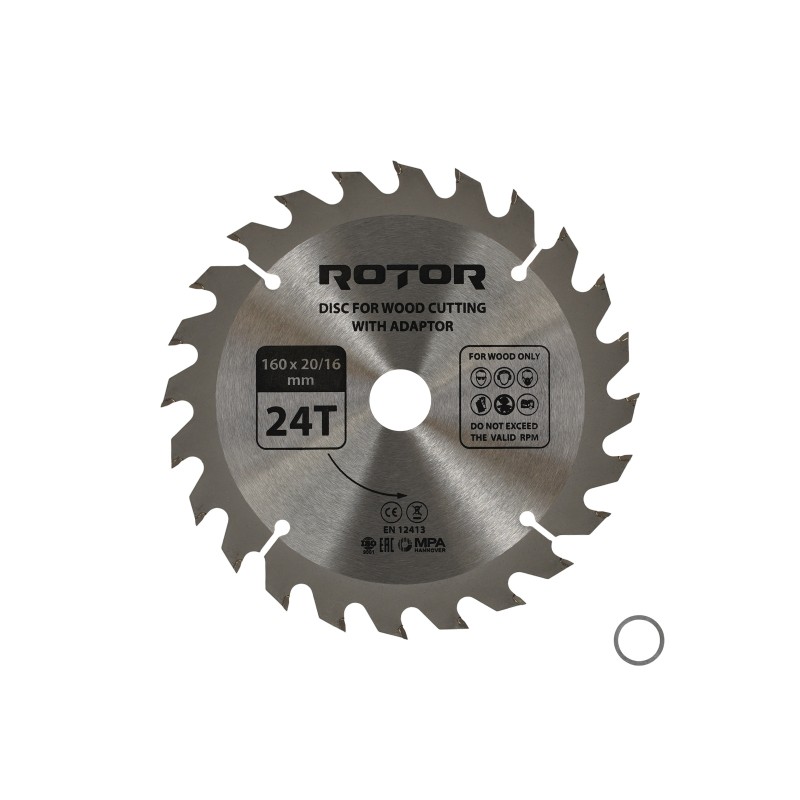 Disc taiat lemn ROTOR 160*20/16 cu adaptor 24T