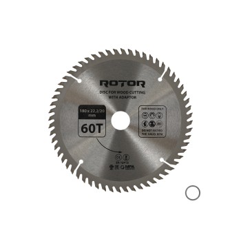 Disc taiat lemn ROTOR 180*22,2/20 cu adaptor 60T