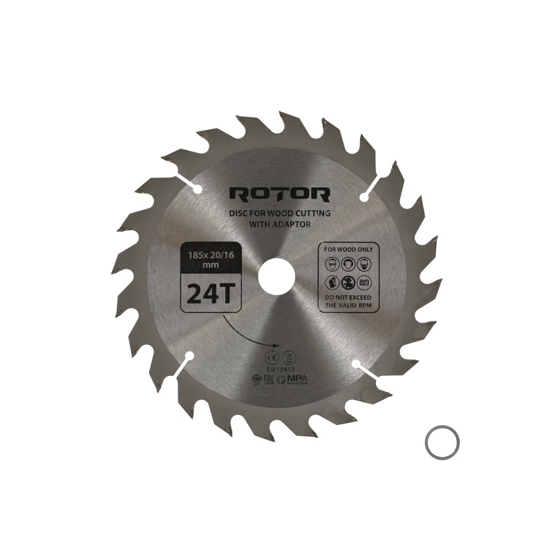 Disc taiat lemn ROTOR 185*20/16 cu adaptor 24T