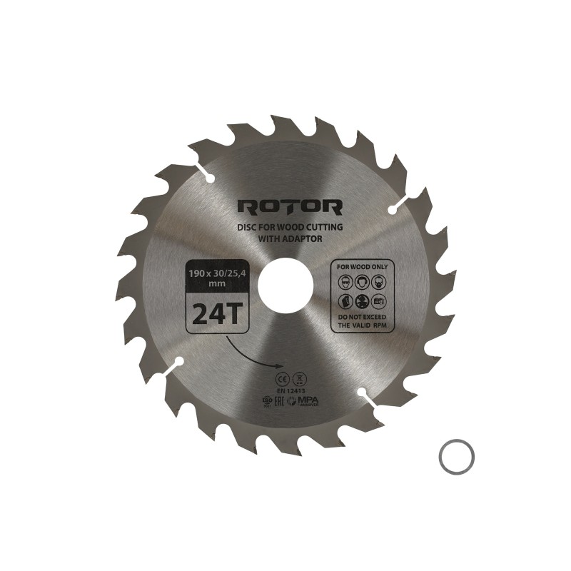 Disc taiat lemn ROTOR 190*30/25,4 cu adaptor 24T