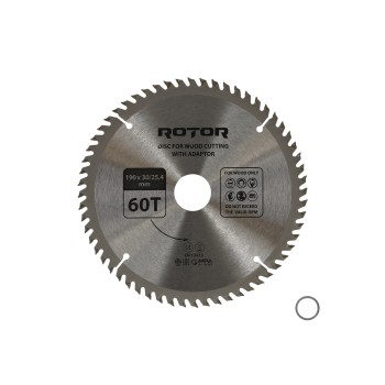 Disc taiat lemn ROTOR 190*30/25,4 cu adaptor 60T
