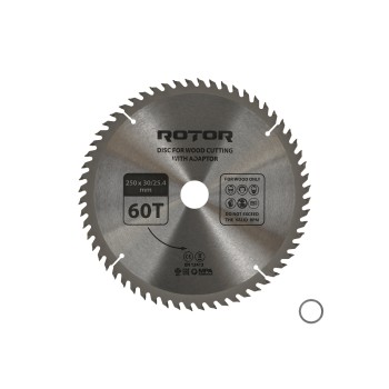 Disc taiat lemn ROTOR 250*30/25,4 cu adaptor 60T