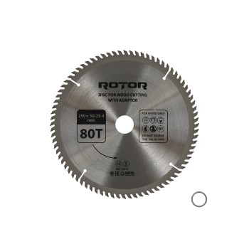 Disc taiat lemn ROTOR 250*30/25,4 cu adaptor 80T
