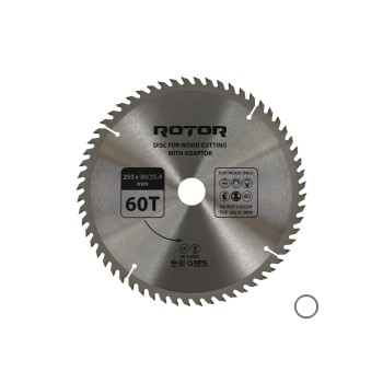 Disc taiat lemn ROTOR 255*30/25,4 cu adaptor 60T