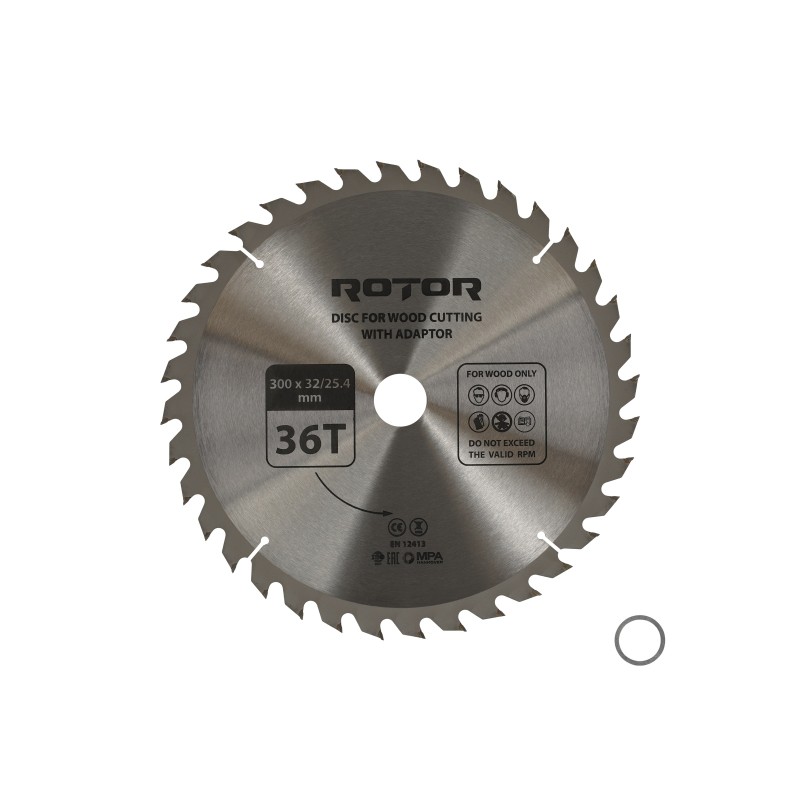 Disc taiat lemn ROTOR 300*32/25,4 cu adaptor 36T