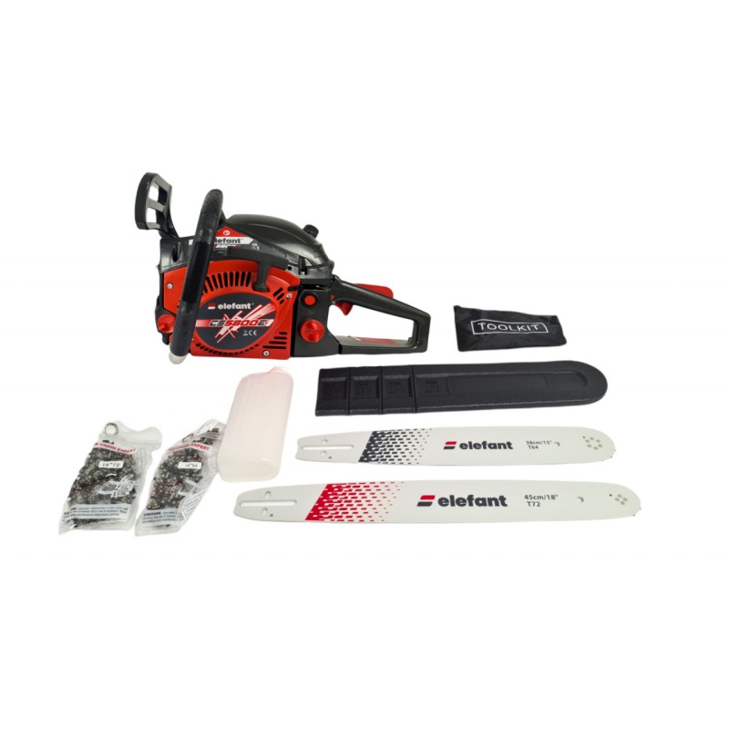 Drujba pe benzina ELEFANT CS5800E, 6CP, 3400rpm, 2 lame 2 lanturi, 38/45 cm