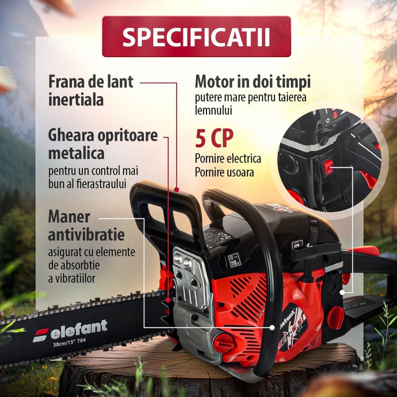 Drujba pe benzina ELEFANT EM-5.5, 10000 rot / min, 5,5 CP