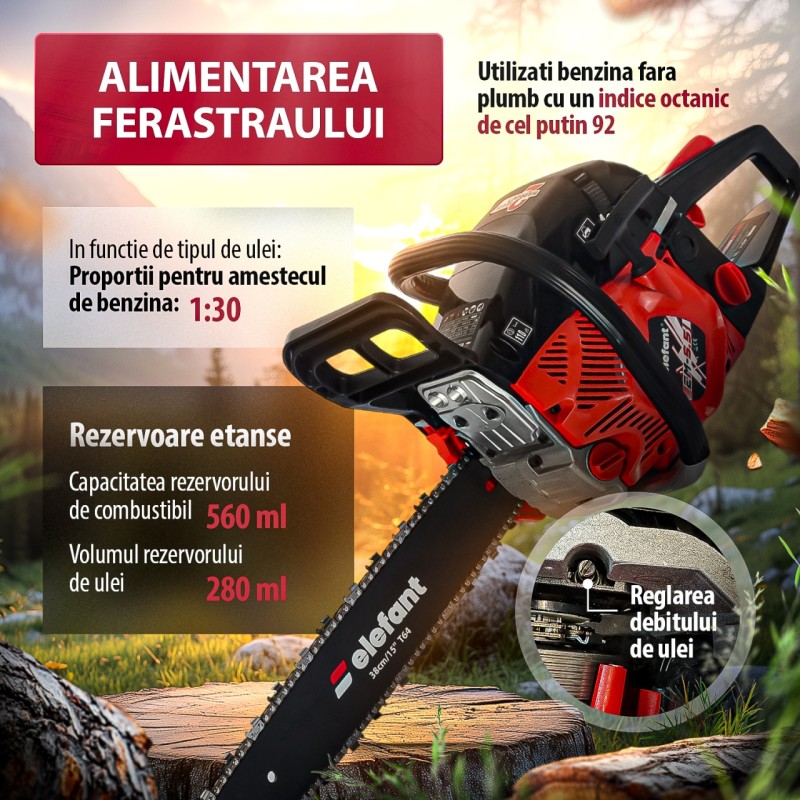 Drujba pe benzina ELEFANT EM-5.5, 10000 rot / min, 5,5 CP