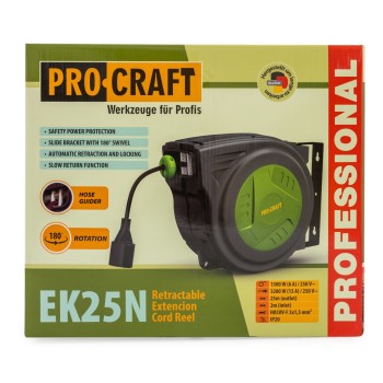 EK25N Cablu prelungitor cu tambur automat 25 metri PROCRAFT