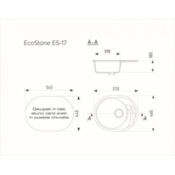 ES-17-331 chiuveta compozit, alb-crem ECOSTONE