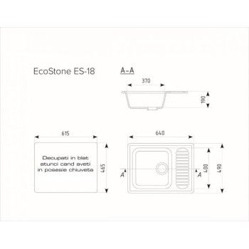 ES-18-331 chiuveta compozit, alb-crem ECOSTONE