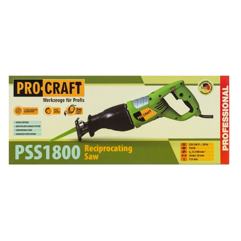 Fierăstrău electric tip sabie PSS1800 PROCRAFT 750 W