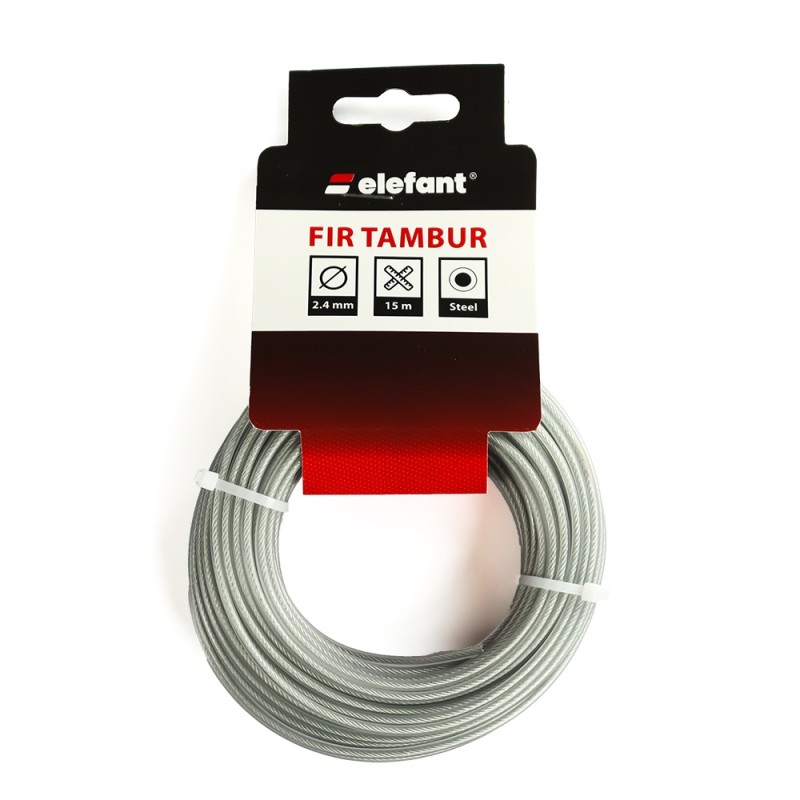 FIR TAMBUR CU INSERTIE METALICA 2.4mm x 15m, ELEFANT