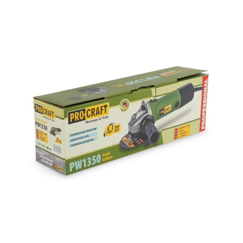 Flex Polizor Unghiular Procraft PW 1350, 1.35 kW, 11000 RPM, 125 mm