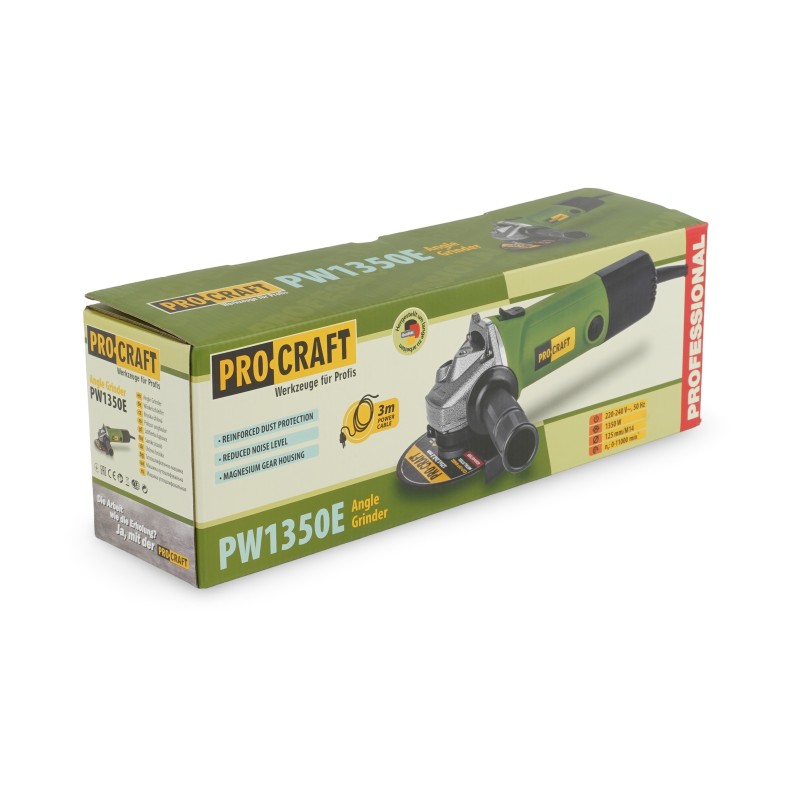 Flex Polizor Unghiular Procraft PW 1350E, 1.35 kW, 11000 RPM, 125 mm Variator Carbuni